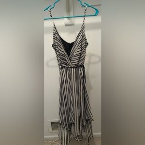 Boston Proper Black and White V-Neck Cocktail Dress